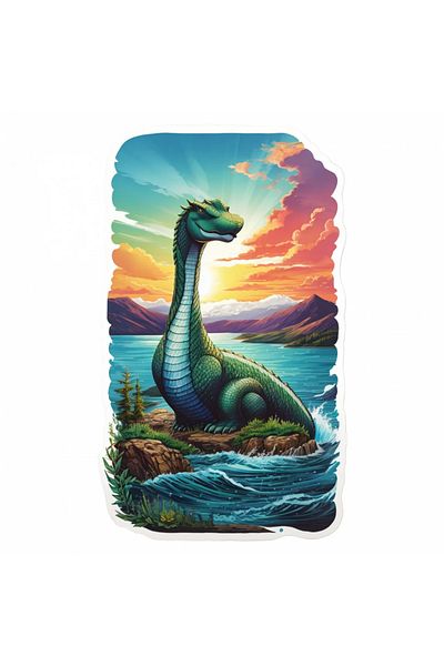 INOVATIX Set of 8 pieces, Sticker Loch Ness Monster at dusk, INOVATIX®. 6 cm
