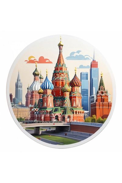 INOVATIX Set de 8 bucăți, autocolant oraș Moscova, INOVATIX®. 6 cm