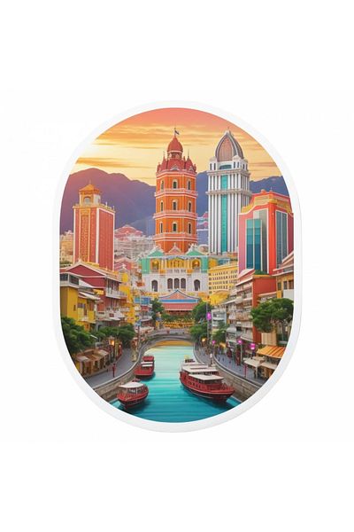 INOVATIX Set de 8 bucăți, autocolant oraș Macau, INOVATIX®. 6 cm