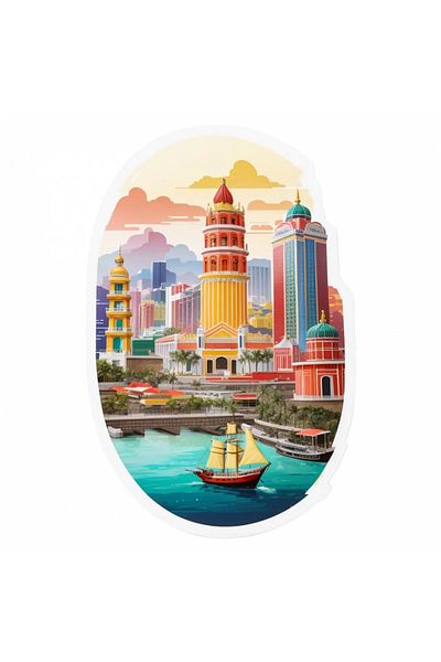 INOVATIX Set de 8 bucăți, autocolant oraș Macau, INOVATIX®. 6 cm