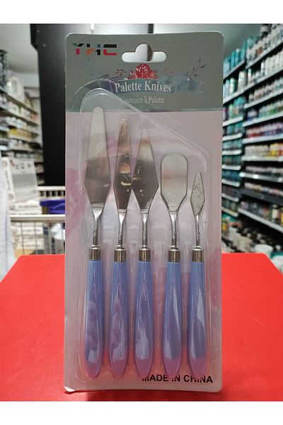 gebzeli Palette Knives Steel Spatula 5-Pack Blue Handle