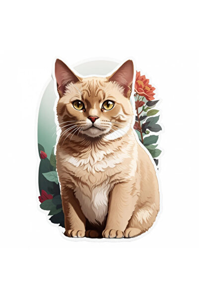 INOVATIX Σετ 8 τεμαχίων, Αυτοκόλλητο γάτας Βιρμανίας με λουλούδια, INOVATIX®....