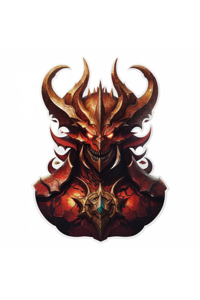 INOVATIX Set de 8 piese, autocolant Mască Demonică Ahriman, INOVATIX®. 6 cm