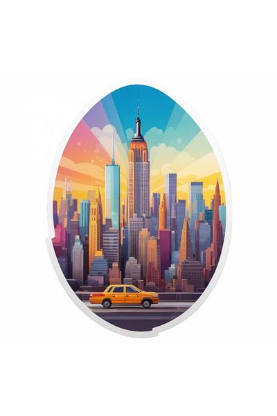 INOVATIX Set de 8 piese, autocolant cu orașul New York, INOVATIX®. 6 cm