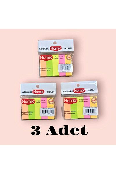 HOMİX Homix 3 Pack Adhesive Colored Finger Post-It Note Holder 5 Pcs
