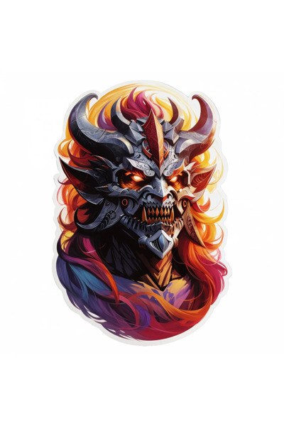 INOVATIX Set de 8 piese, autocolant mască de luptă Demon Andras, INOVATIX®. 6 cm