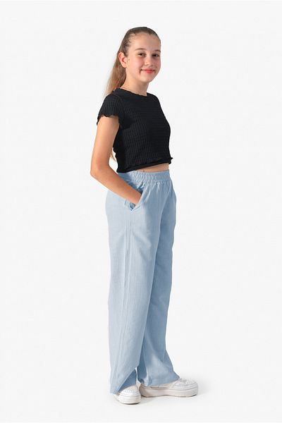 DMB BOYS & GIRLS Girls' Summer Cotton Trousers with Elastic Waist