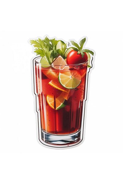 INOVATIX Set of 8 pieces, Sticker Cocktail bloody mary with lemon, INOVATIX®. 6 cm