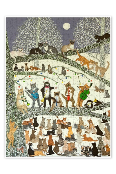 Jeronkarji Caterwauling 500 Parça Puzzle Yapboz Kedi Köpek Temalı Doğa ve Orm...