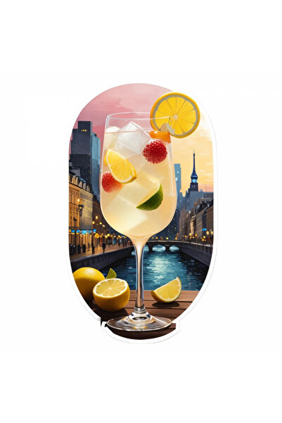 INOVATIX Set de 8 piese, autocolant cocktail franțuzesc cu felie de lămâie, I...