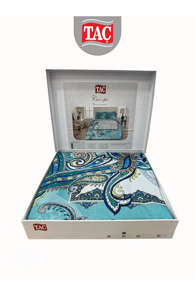 Taç Delta Mint Duvet Cover Set Double Digital Satin