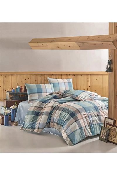 YÜNTEKS Crystal Ranforce Boxed Duvet Cover Set Double Pamir Turquoise