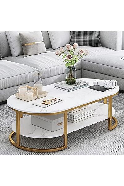 Generic 2 Tier Center Table Coffee Table, Living Room Sofa Side Table Simple Design Coffee Table Round Coffe
