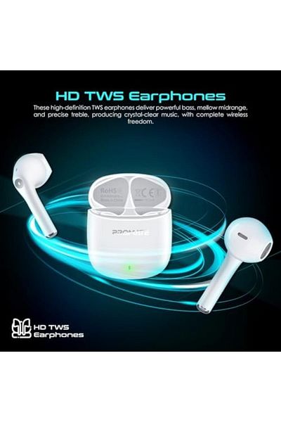 Promate Wireless In-Ear Bluetooth 5.3 Earbuds with ANC, 30 Hours Playtime, Smart Touch Control, and