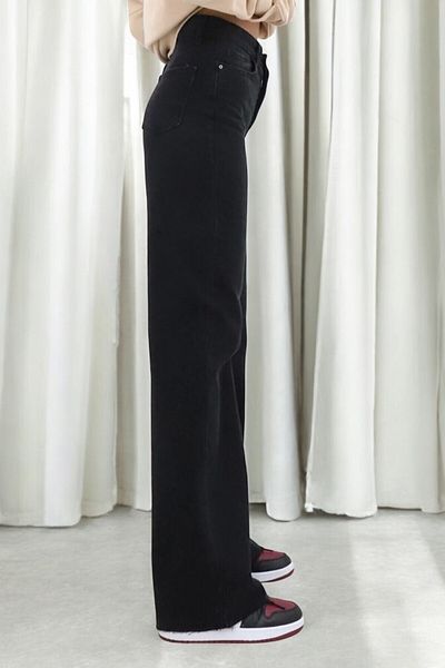 Livik Harmony Women's Lycra Stretchy Special Wide Leg Jeans, Palazzo Model Loose Cut Wide Leg