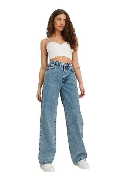 Livik Harmony Women's Lycra Stretchy Special Wide Leg Jeans, Palazzo Model Loose Cut Wide Leg