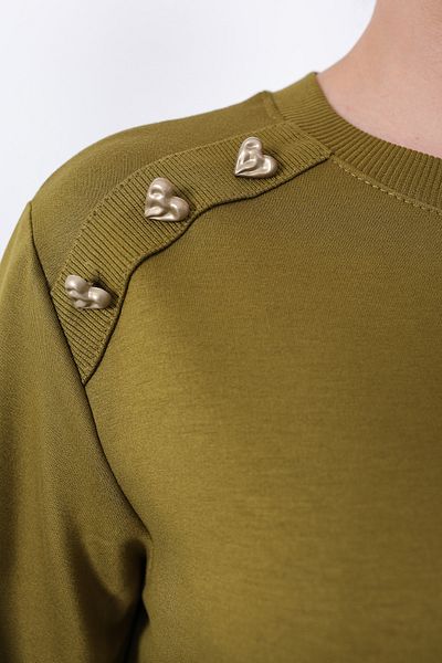 Linvey Kado Casual Gold Heart Buttoned Summer Thin Combed Cotton Fabric Wide Fit Women's Tunic