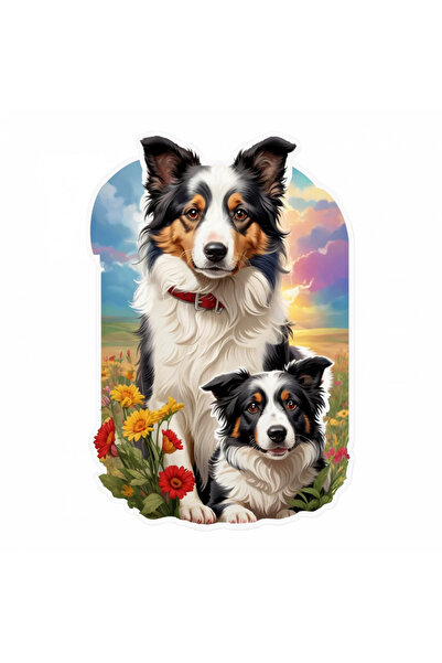 INOVATIX Set de 8 bucăți, autocolant pentru câini Border Collie, INOVATIX®. 6 cm