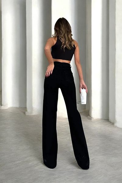 Livik Harmony Women's Lycra Stretchy Special Wide Leg Jeans, Palazzo Model Loose Cut Wide Leg