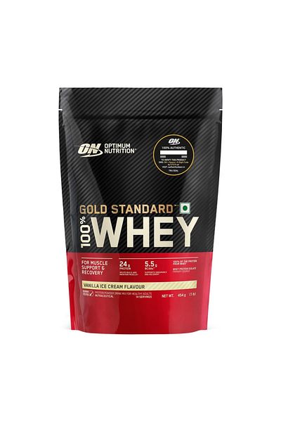 Optimum Nutrition Gold Standard 100% Whey Protein Powder, Vanilla Ice Cream, 1 LB