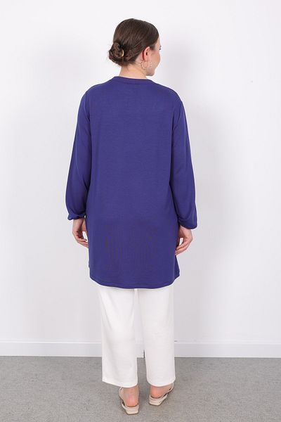 Linvey Crystal Daily Gold Heart Buttoned Summer Thin Combed Cotton Fabric Wide Fit Women's Tunic