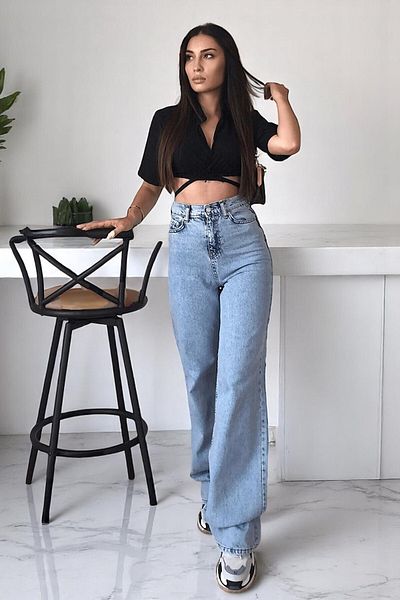 Livik Harmony Women's Lycra Stretchy Special Wide Leg Jeans, Palazzo Model Loose Cut Wide Leg