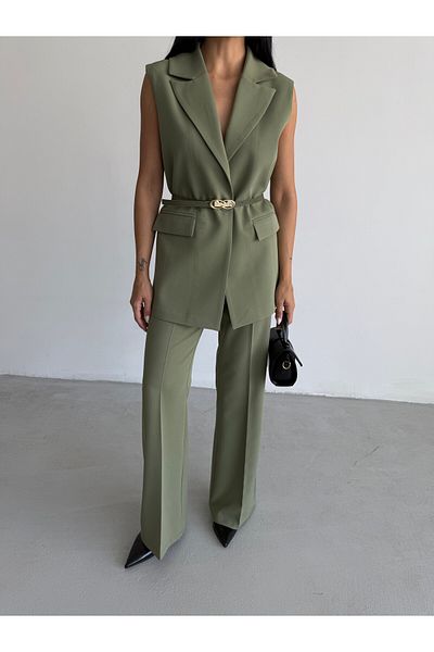 CLB COLLECTION Women's Vest Wide Leg Pants Set