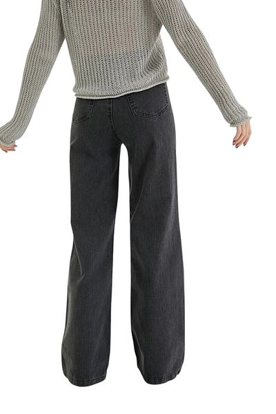 Livik Harmony Women's Lycra Stretchy Special Wide Leg Jeans, Palazzo Model Loose Cut Wide Leg