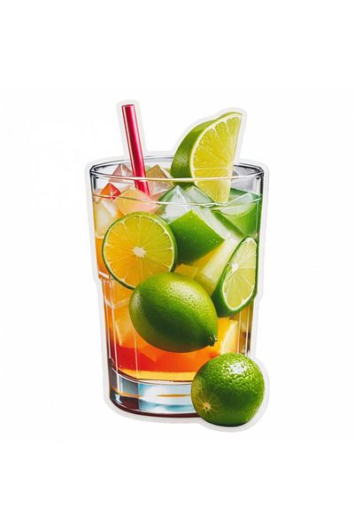 INOVATIX Set of 8 pieces, Sticker Cocktail Caipirinha, INOVATIX®. 6 cm