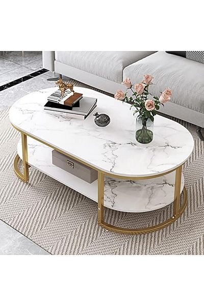 Generic 2 Tier Center Table Coffee Table, Living Room Sofa Side Table Simple Design Coffee Table Round Coffe