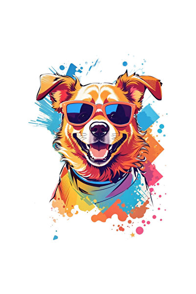 INOVATIX Set de 8 piese, autocolant Cățeluș Chic cu ochelari, INOVATIX®. 6 cm