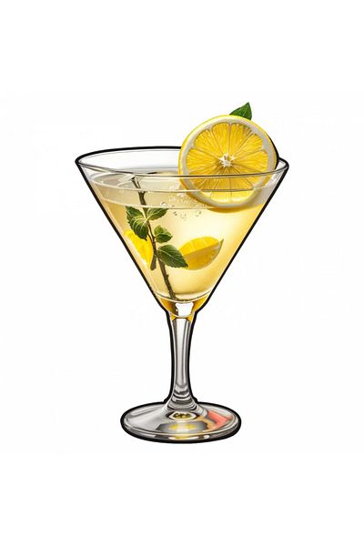 INOVATIX Set of 8 pieces, Sticker Cocktail lemon drop martini, INOVATIX®. 6 cm