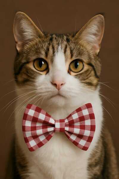 Utku Giyim KEDİ VE KÖPEKLER İÇİN EL YAPIMI KIRMIZI EKOSE PAPYON