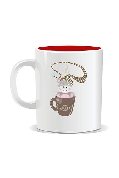 OEM Personalized coffee mug, cute animal in coffee mug - Red interior