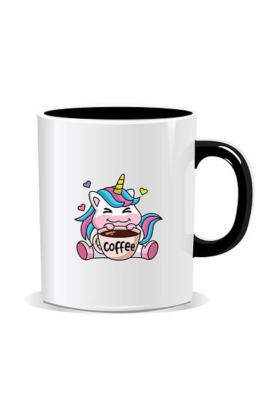 OEM Personalized coffee mug, Coffee Unicorn - Black interior