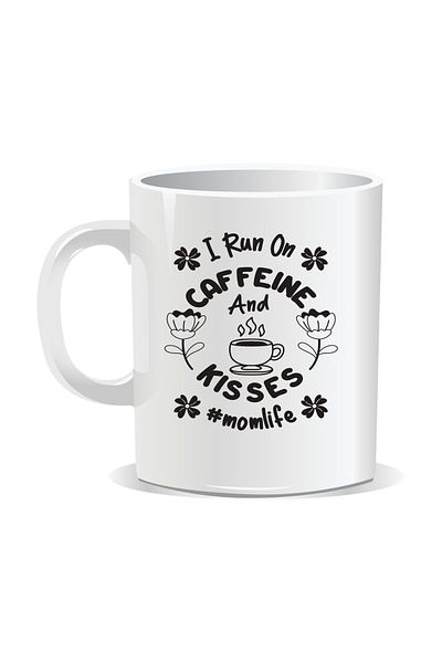 OEM Personalized coffee mug, I run on caffeine and kisses - White interior