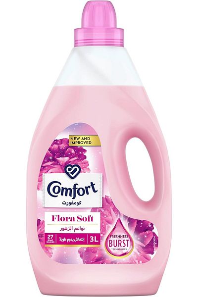 Comfort Fabric Softener, Flora Soft, with freshness-burst technology for longer lasting fragrance &