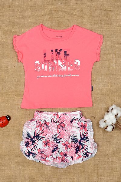 Cabanya 100% Cotton, Summer Beauty Themed, T-Shirt and Shorts Summer Set 3-6 Years