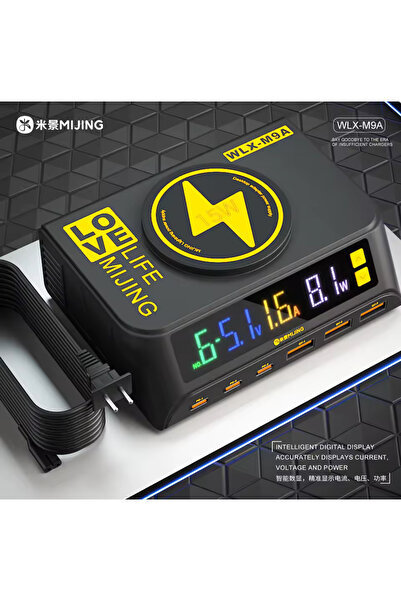 WLX M9A USB HIZLI ŞARJ İSTASYONU VE AMPER ÖLÇER 6 PORT
