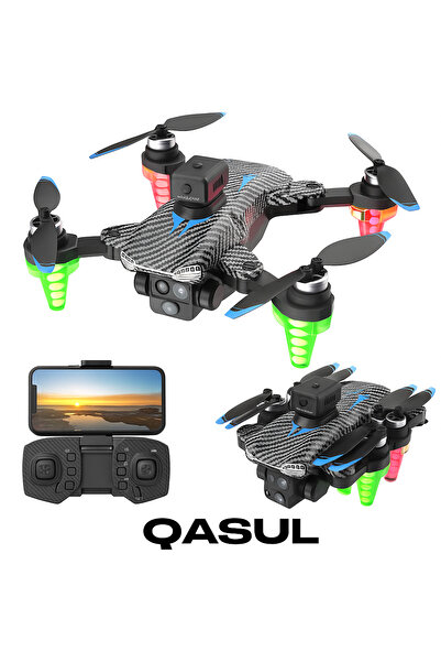 qasul C19S Akıllı Kamera Drone – Çift Lensli , Katlanabilir, Renkli Işıklı, Uzaktan Kumandalı