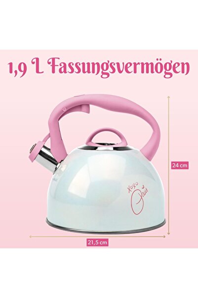 Paris Hilton Paslanmaz Çelik Çaydanlık , 2 L, Cool-Touch Saplı, Düdüklü, Pembe