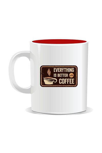 OEM Personalized coffee mug, Everything is better with coffee - Red interior
