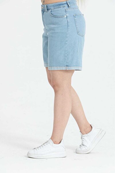 ASSO KADIN BÜYÜK BEDEN DUBLE PAÇA YÜKSEK BEL ESNEK ŞORT