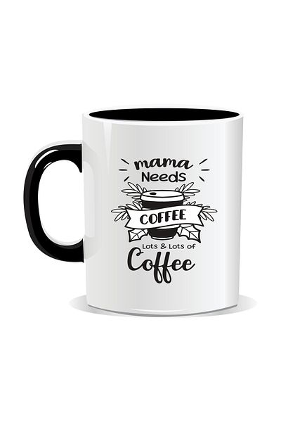OEM Personalized coffee mug, Mama needs coffee - Black interior