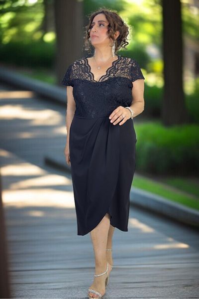 yagmurberen Bust Lace Embroidered V-Necklace Orphan Sleeve Drapellow Waist Double Crepe Evening Dress