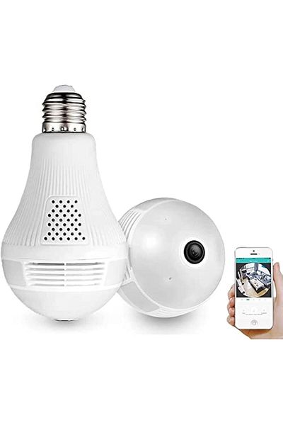 Generic CAMCARE V380 Spy Fisheye 360° Panoramic Wi-Fi 2MP Ultra HD IP CCTV Wireless Bulb Security Camera