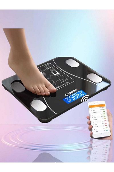 oemco Smart Body Scale with Phone App, Electronic, Tempered Glass, Elegant Design, LCD Display