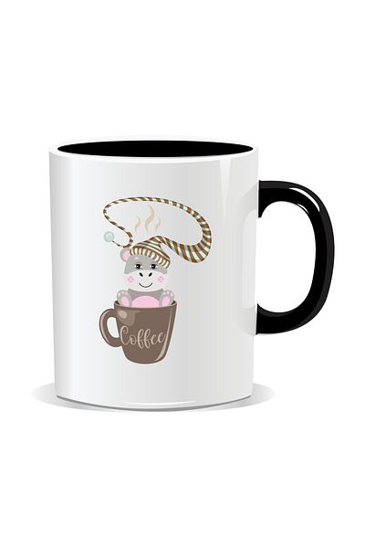 OEM Personalized coffee mug, cute animal in coffee mug - Black interior