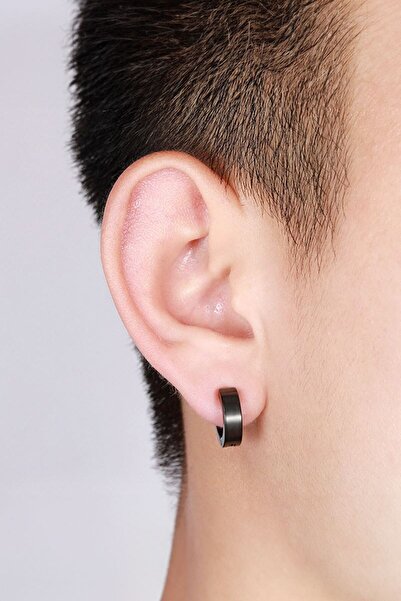 Chavin Steel 4 mm Black Hoop Earring Ey21Sy