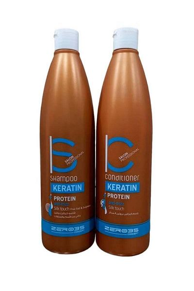 Zero35 Shampoo 500 ml and Conditioner 500 ml Keratin And Brotein Anti Frizz Silk Touch Free Salt and